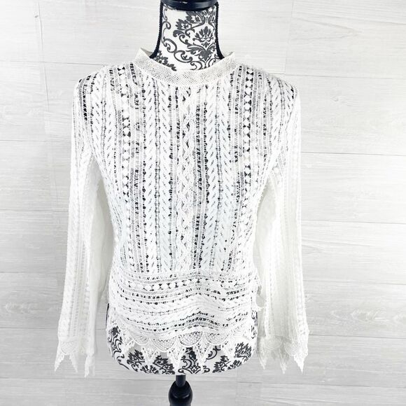 J.O.A. X Revolve Crochet Lace Point Sleeve Top - Picture 2 of 10